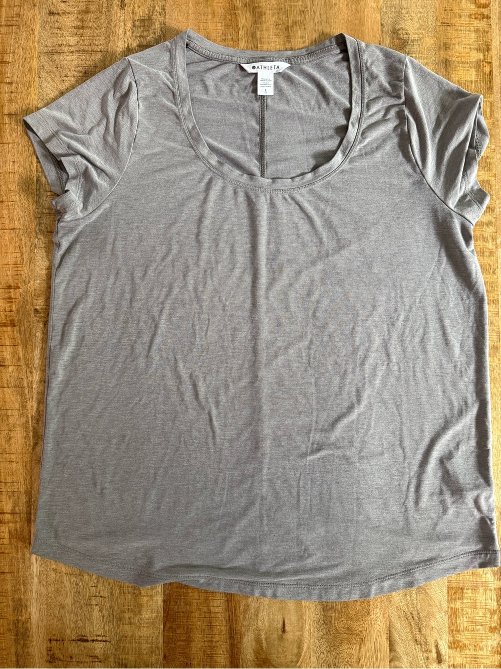 Athleta Gray Scoop Neck Soft Stretch Athleisure Tee Short Sleeve Women’s Size L